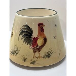 Home Interiors and Gifts Ceramic Rooster Birdhouse Candle Shade Cream Speckled